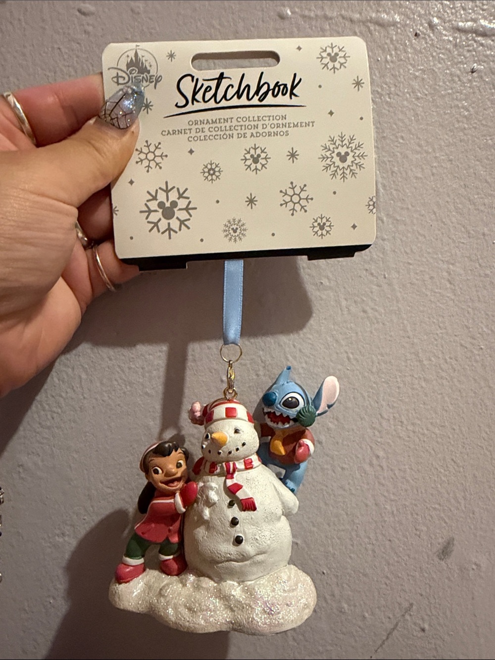 NWT Disney Lilo & Stitch Blue Holiday Snowman Ornament